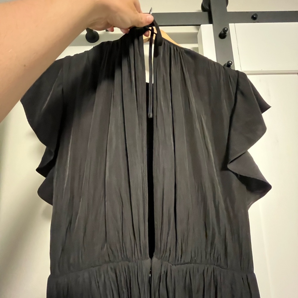 Wilfred Black Ruffled Flutter Sleeve Dress